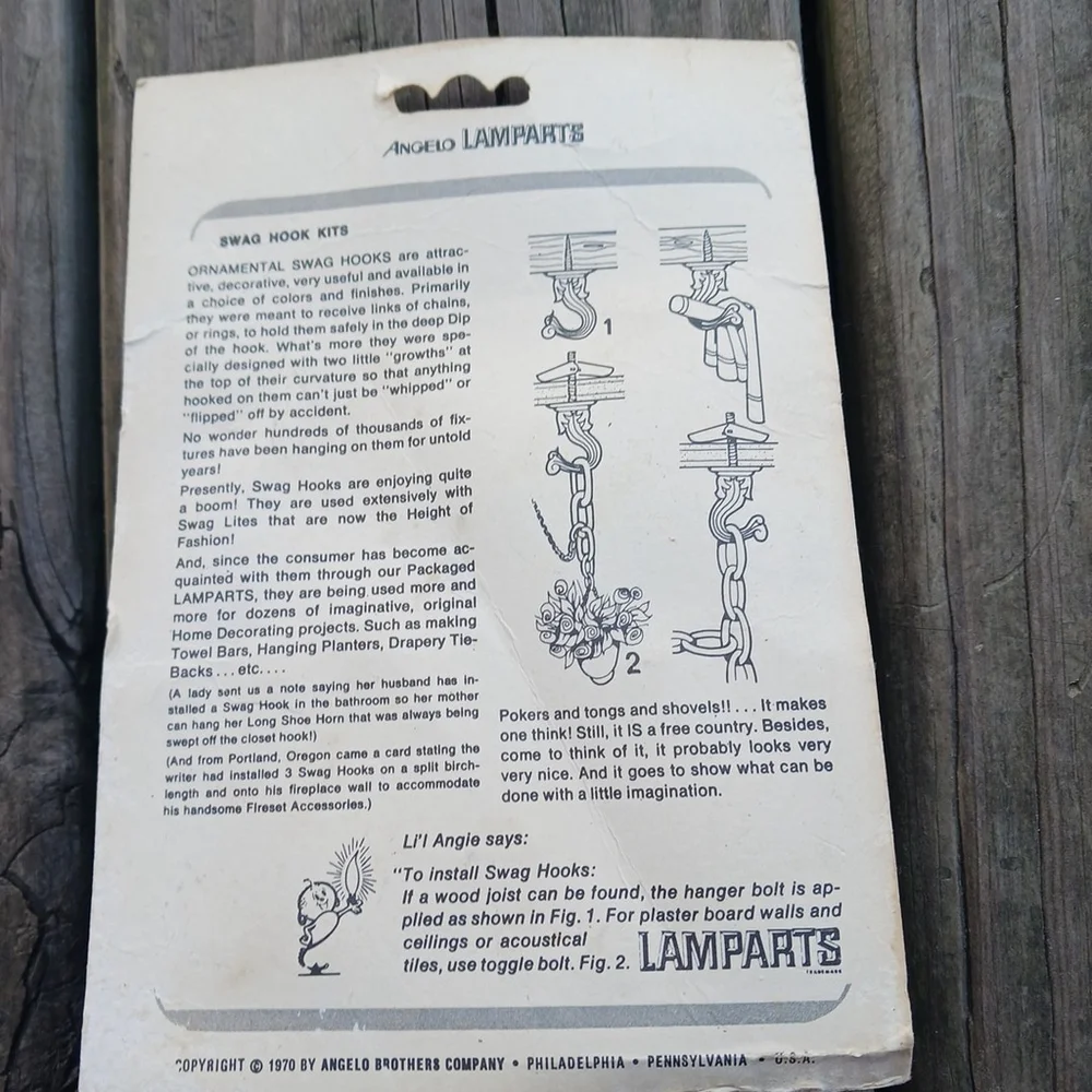 Angelo Lamparts Vintage Swag Hooks Ceiling Mounting Hardware